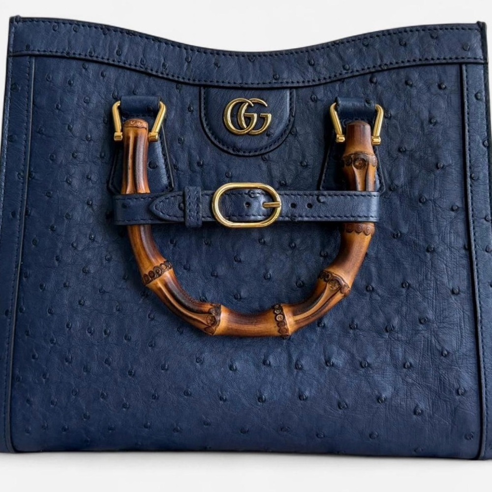 Ultra-rare limited-edition Gucci Ostrich Skin Bamboo Tote